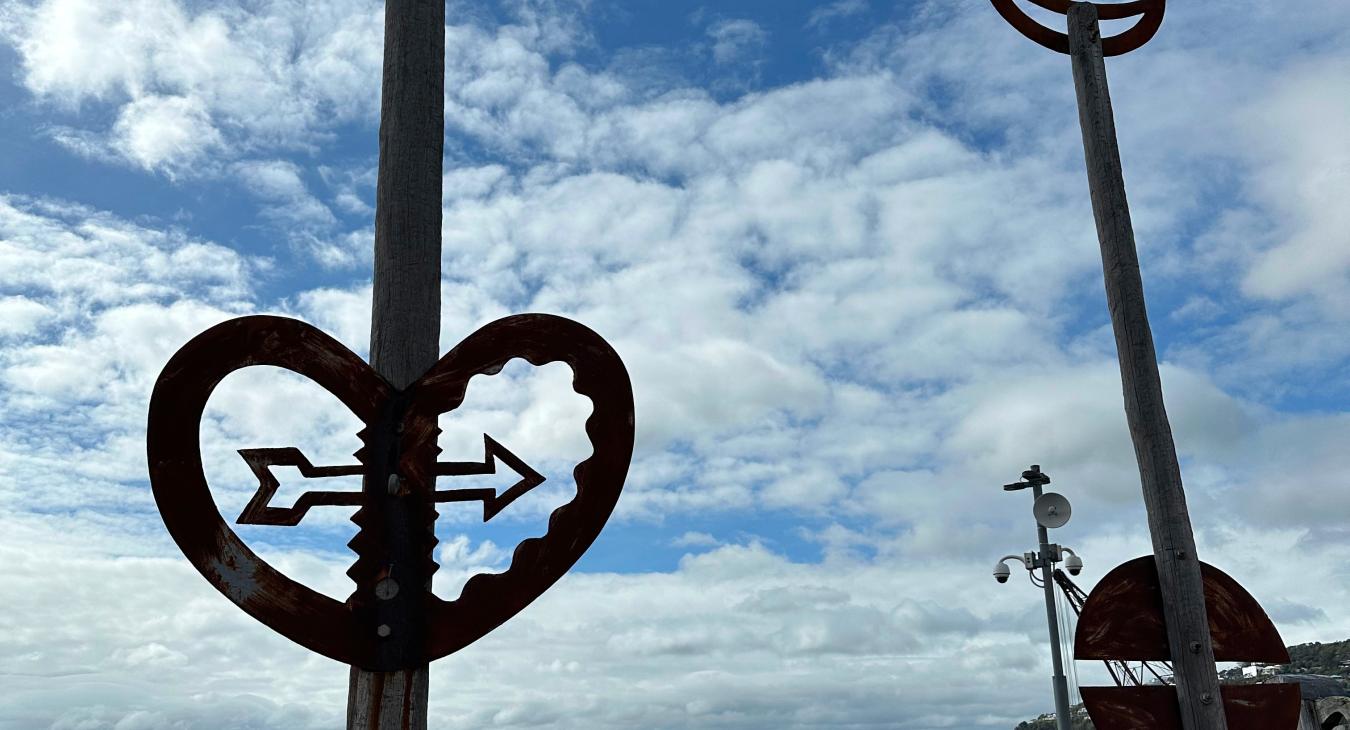 Heart signs with blue sky