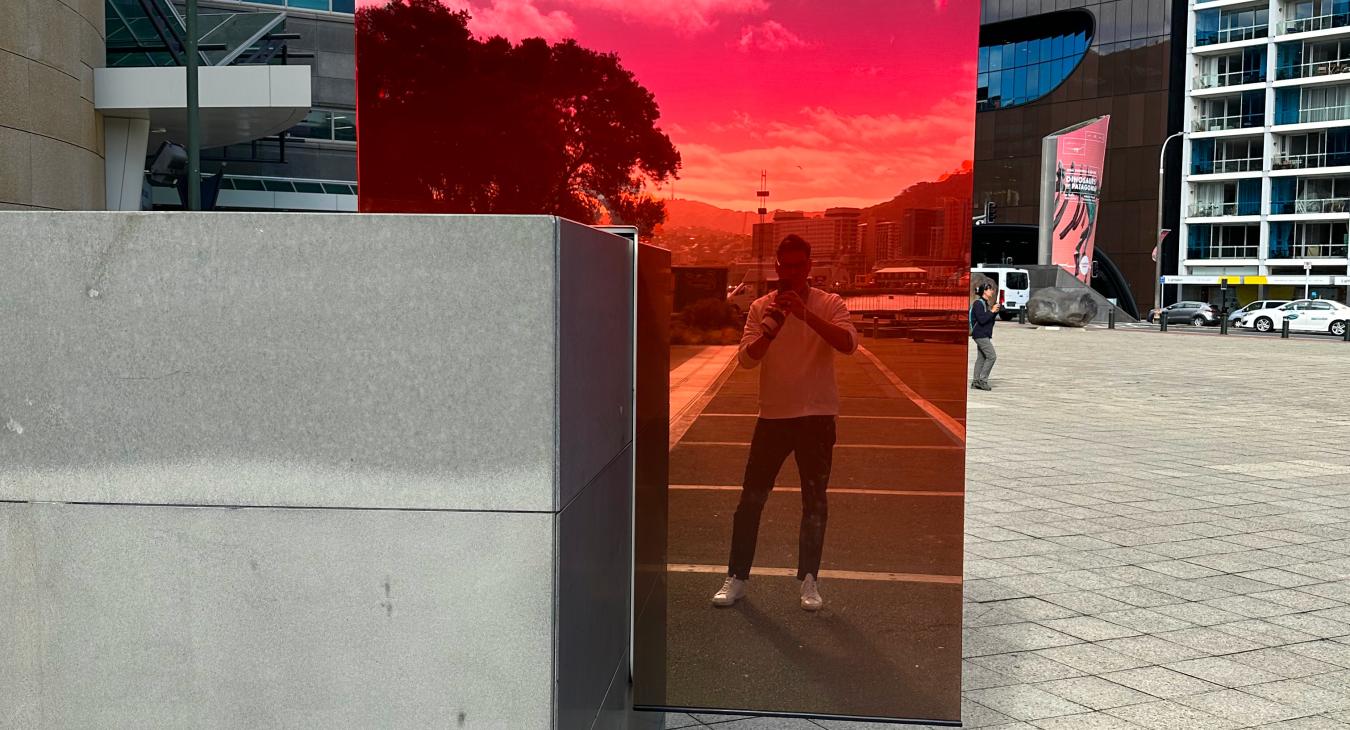 Outside Te Papa Museum in Wellington